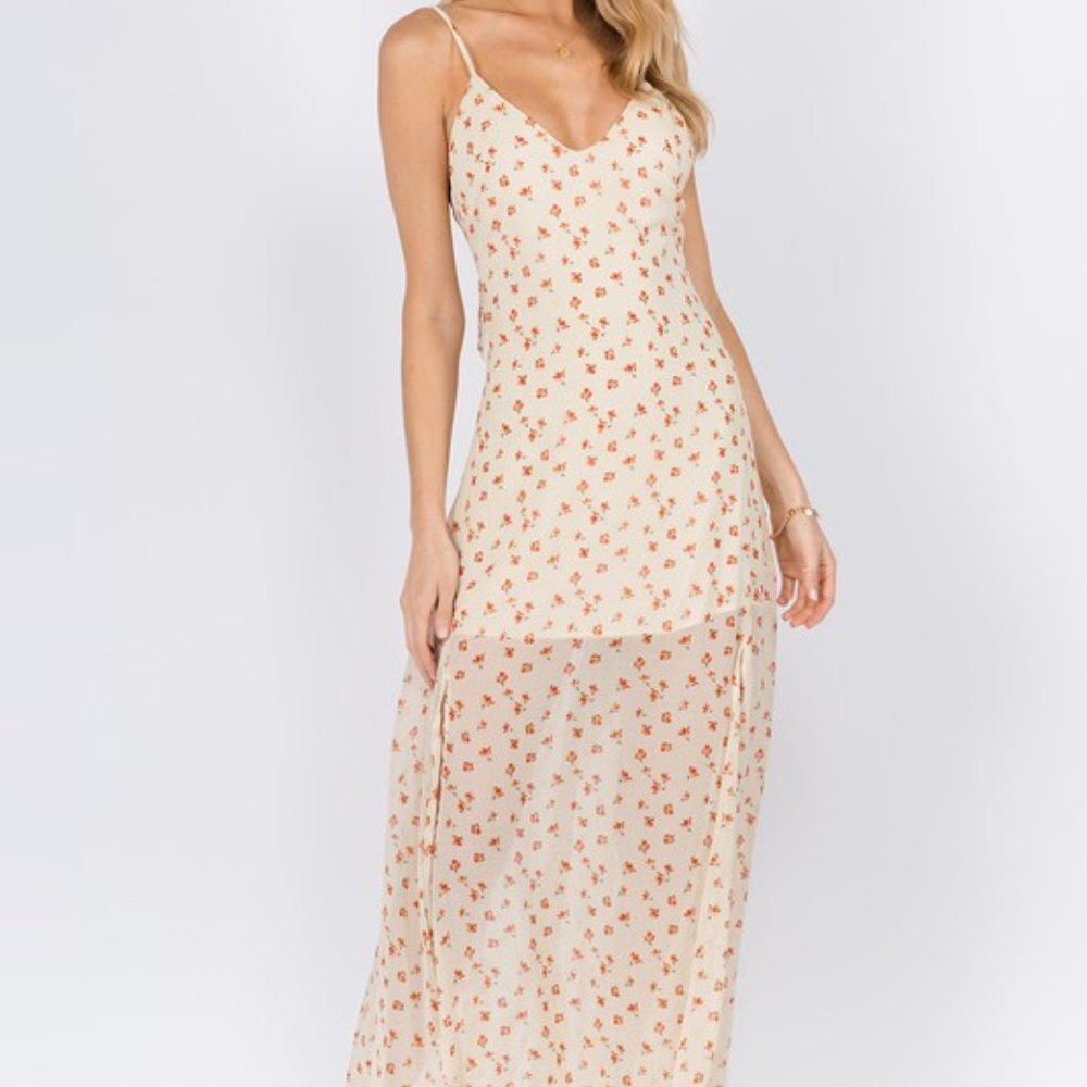 Yellow Floral Summer Maxi Dress With Back Ruffle - Picture 8 of 13